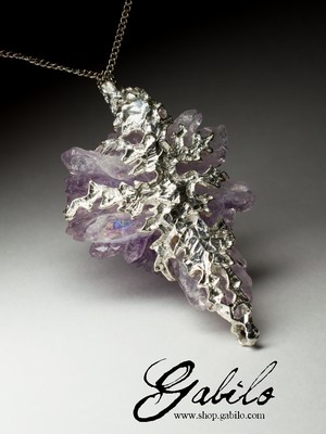 Large double-sided pendant with amethyst