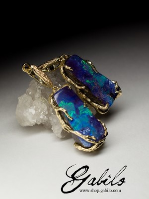 Bright Boulder Opal 14K Gold Earrings
