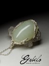 Silver pendant with white jade