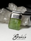 Silver pendant with chrysolite on rubber