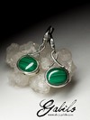 Silver earrings with malachite