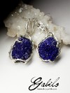 Silver earrings with azurite