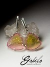Earrings with tourmaline slices