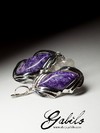 Large silver earrings with charoite