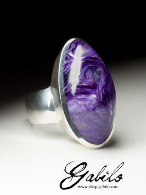 Men's silver Ring with Charoite First Class