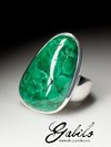 Silver ring with Ural malachite