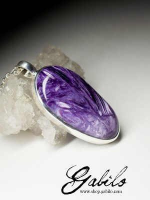 Silver pendant with charoite first grade