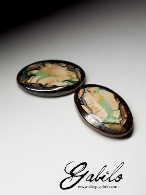 Yowah Nut opal pair 20x30 ovals 44.20 carat