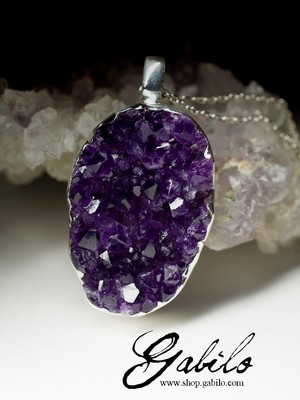 Silver pendant with amethyst Druze