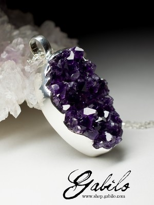 Silver pendant with amethyst Druze