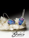 Earrings with black opal doublet