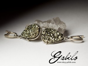Earrings with pyrite in silver