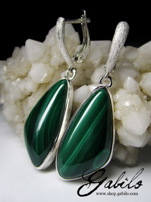 Malachite silver earrings