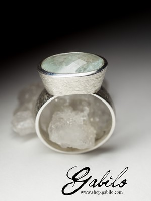 Men's aquamarine silver ring