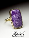 Gold ring with Charoite first grade