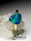 Gold ring with black opal doublet
