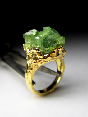 Demantoid Silver Gold Plated Ring