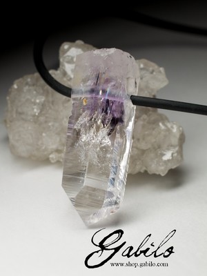 Male pendant with amethyst on rubber