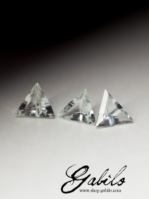 Aquamarines set 7х7 trilliant cut 1.90 carat with gem report MSU