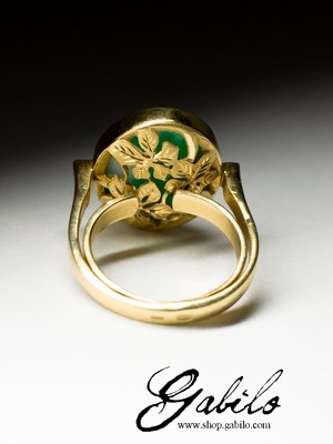Silver ring with chrysoprase in gilding