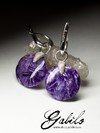 Earrings with charoite in silver