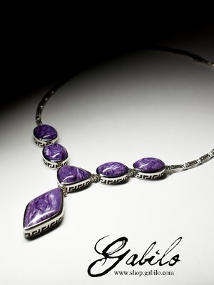 Necklace with charoite in silver