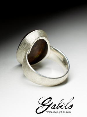 Men's Fire Agate Silver Ring