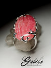 Large ring with rhodochrosite in silver