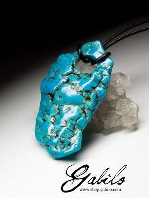 Big Turquoise Pendant with Gem Report MSU