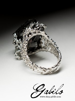 Ring with black tourmaline in silver