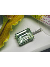 Green beryl and diamonds white gold pendant