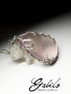 Large silver pendant with pink quartz