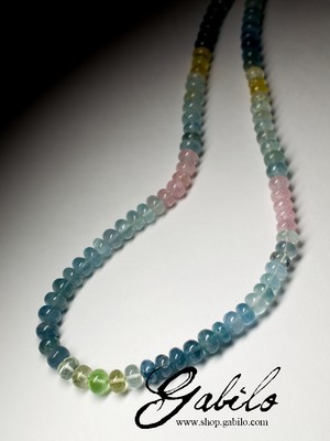 Big colored beryl beaded necklace