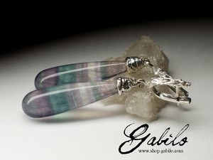 Earrings with fluorite in silver