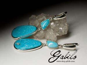 Large earrings with turquoise in silver