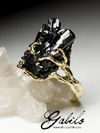 Black Tourmaline Gold Ring