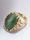 Cat's eye nephrite jade gold ring