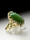 Cat's eye nephrite jade gold ring