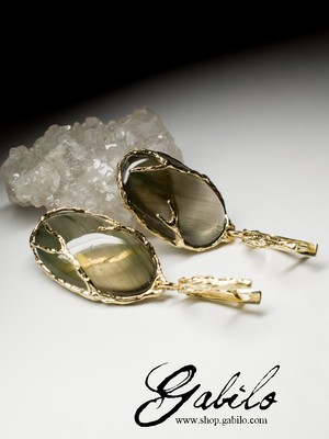 Rock Crystal Gold Earrings