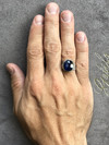 Men's silver ring with kyanite