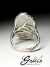Large silver ring with white jade