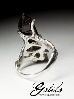 Silver ring with morion