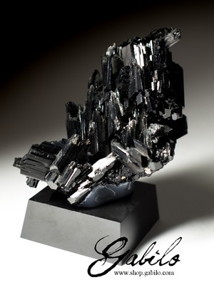 Black tourmaline crystals cluster