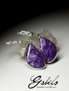 Earrings with charoite in silver