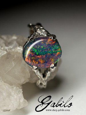 Silver Ring with Opal Triplet