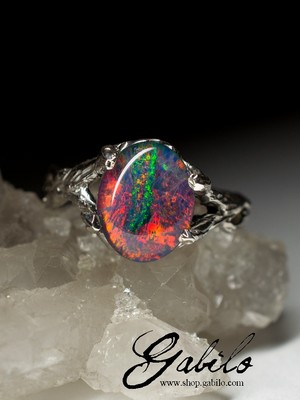 Silver Ring with Opal Triplet