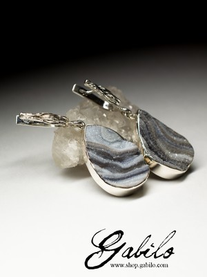 Agate Rose Silver Earrings