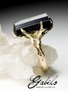 Schorl black tourmaline gold ring