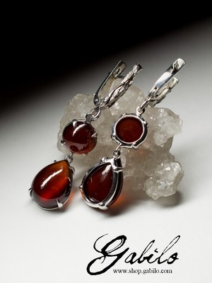 Earrings with Hessonite in silver