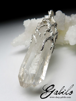 Large Rock Crystal Silver Necklace